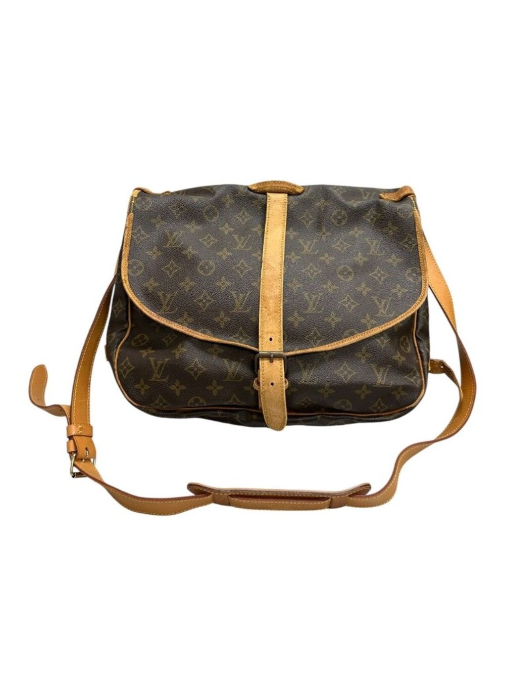 Louis Vuitton Monogram Saumur Brown Gold Leather